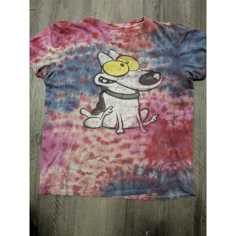 Nickelodeon Rocko's Modern Life Spunky Dog Tie Dye T-Shirt Men's M Retro Cartoon